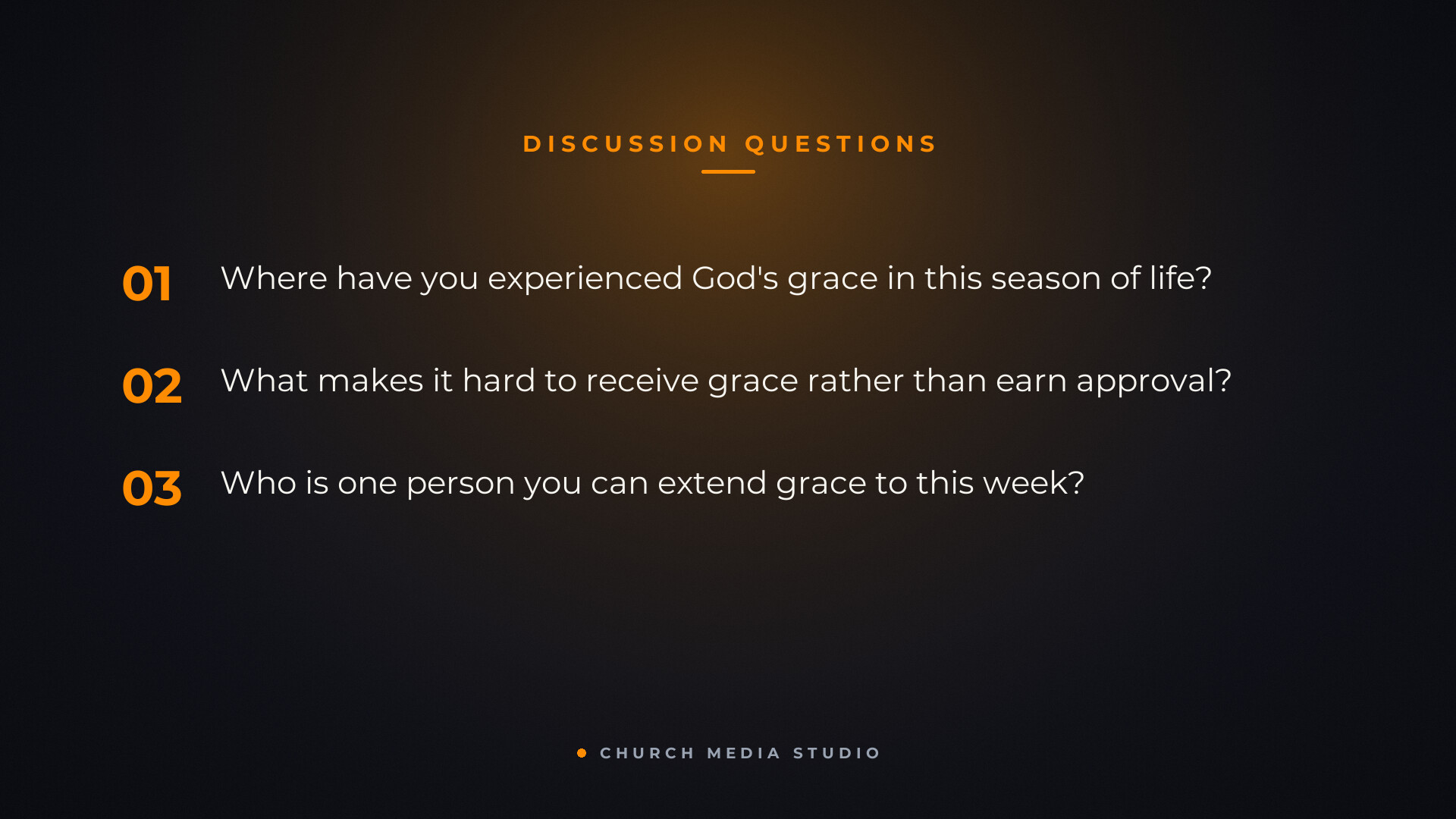 Sermon slide template preview: questions slide