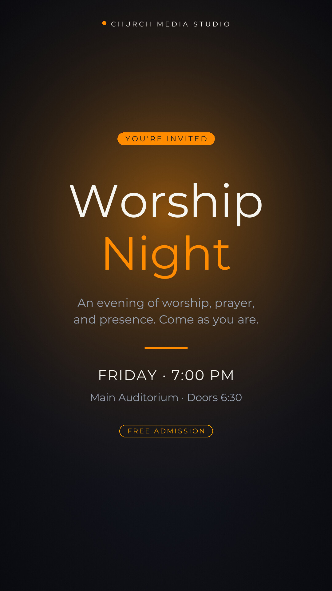Church social media graphic: Worship Night (Story)